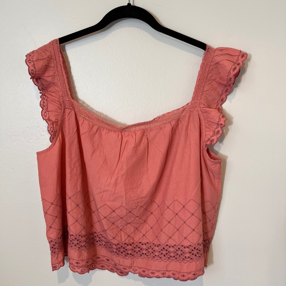 Shabby Chic NEW Eyelet Lace 100% Cotton Embroidered 2 Piece Pajamas Light Medium - Picture 11 of 15